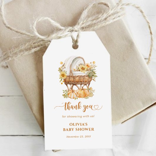 秋のカボチャ中立ベイビーシャワーありがとう ギフトタグ