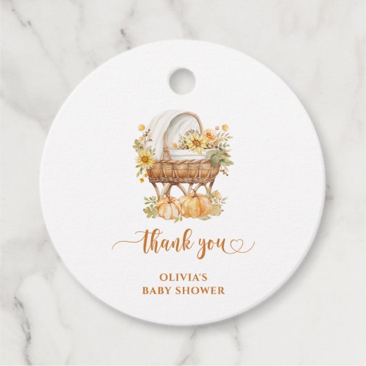 秋のカボチャ中立ベイビーシャワーありがとう フェイバータグ (正面)