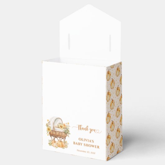 秋のカボチャ中立ベイビーシャワーありがとう フェイバーボックス (オープン)