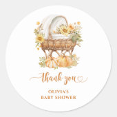 秋のカボチャ中立ベイビーシャワーありがとう ラウンドシール (正面)