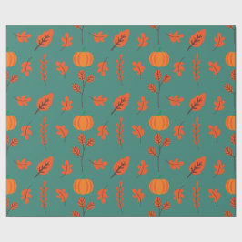 秋のカボチャ及び葉の継ぎ目無し包み紙 ラッピングペーパー