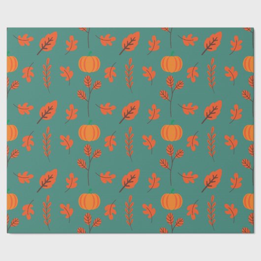 秋のカボチャ及び葉の継ぎ目無し包み紙 ラッピングペーパー (シーム)