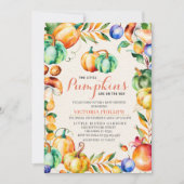 秋のカボチャ双生児のベビーシャワーの招待状 招待状 (正面)