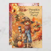 秋のカボチャ収穫パーティーの招待状 招待状 (正面/裏面)