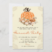 秋のカボチャ収穫パーティー感謝祭ディナー 招待状 (正面)