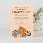 秋のカボチャ収穫パーティー感謝祭ディナー 招待状 (スタンド正面)