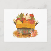 秋のカボチャ収穫籠 ポストカード (正面)