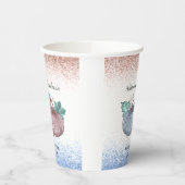 秋のカボチャ性別がピンクの青を明らかにするグリッター 紙コップ (左)