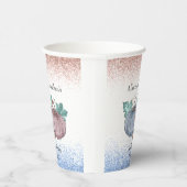 秋のカボチャ性別がピンクの青を明らかにするグリッター 紙コップ (右)