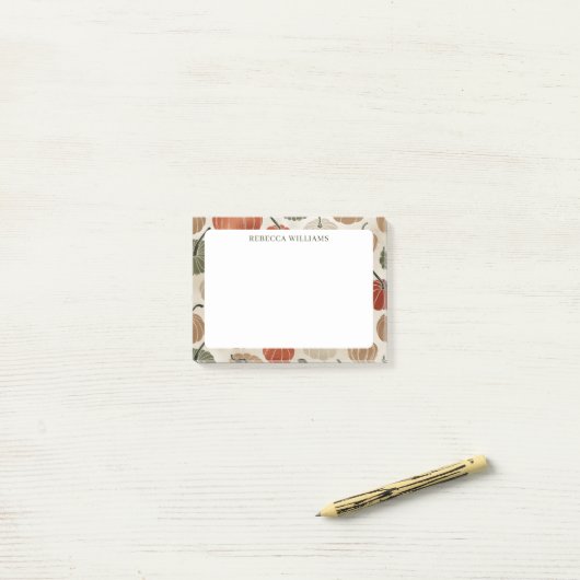 秋のカボチャ感謝祭の名前テンプレート ポストイット (デスク上)