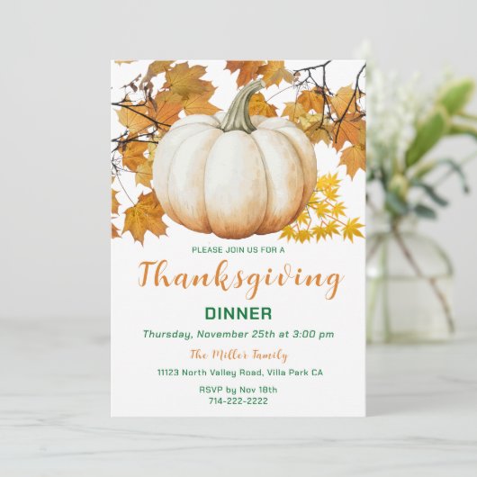 秋のカボチャ感謝祭ディナー 招待状 (スタンド正面)