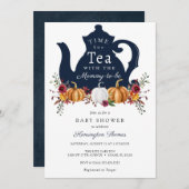 秋のカボチャ時間のためのティーベイビーシャワー招待状 招待状 (正面/裏面)