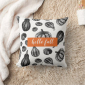 秋のカボチャ模様インクスティプルスケッチ枕 クッション (ブランケット)