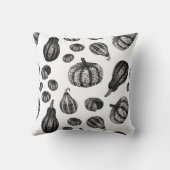 秋のカボチャ模様インクスティプルスケッチ枕 クッション (裏面)