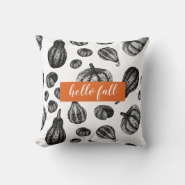 秋のカボチャ模様インクスティプルスケッチ枕 クッション