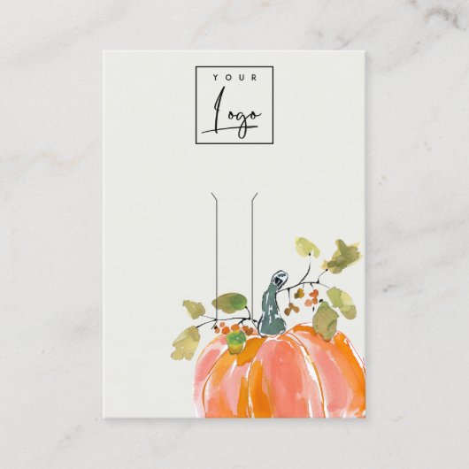 秋のカボチャ水彩ロゴヘアピンディスプレイ 名刺 (正面)
