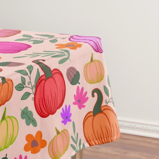 秋のカボチャ淡い色の – ピンク テーブルクロス (インサイチュ)