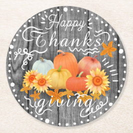 秋のカボチャ灰色の松 ラウンドペーパーコースター
