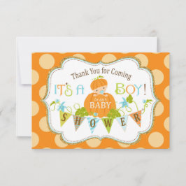 秋のカボチャ男の子の金ゴールドのグリッターは感謝していしています サンキューカード