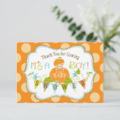 秋のカボチャ男の子の金ゴールドのグリッターは感謝していしています サンキューカード (スタンド正面)