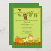 秋のカボチャ男の子のClotheslineのベビーシャワーの招待 招待状 (正面/裏面)