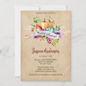 秋のカボチャ男女兼用の赤ちゃんシャワー 招待状 (正面)