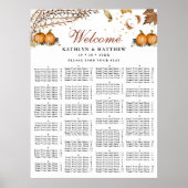 秋のカボチャ秋の結婚式アルファベット座席 ポスター (正面)