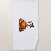 秋のカボチャ秋キラフサンクスギビングウィメンズミー ビーチタオル (正面)