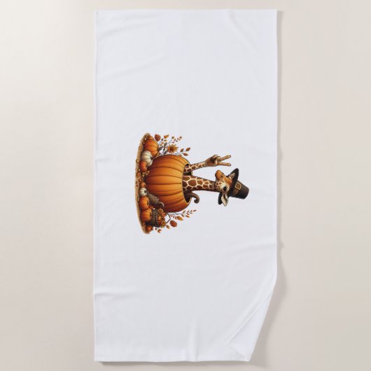秋のカボチャ秋キラフサンクスギビングウィメンズミー ビーチタオル (正面)