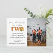 秋のカボチャ秋ツインズ2nd誕生日パーティーイン 招待状 (スタンド正面)