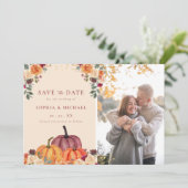 秋のカボチャ秋写真の保存日付 招待状 (スタンド正面)