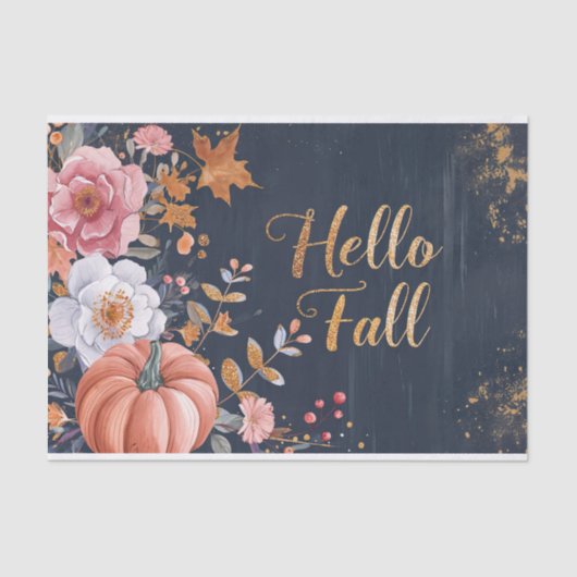 秋のカボチャ紅葉素朴デクページ 薄葉紙 (正面)