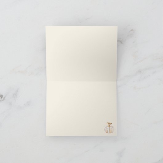 秋のカボチャ素朴の赤ちゃんシャワー サンキューカード (内部)