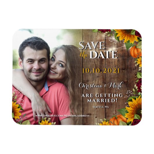 秋のカボチャ素朴バラひまわりフォトマグネット マグネット (横)