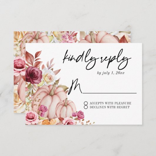 秋のカボチャ結婚の 出欠カード (正面/裏面)