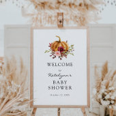 秋のカボチャ花模様ベビーシャワーウェルカムサイン ポスター