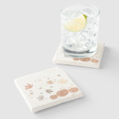 秋のカボチャ葉と ストーンコースター (横)