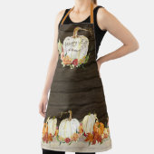 秋のカボチャ葉ウッドハッピー秋ファミリー名 エプロン (インサイチュ)