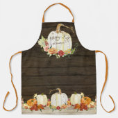 秋のカボチャ葉ウッドハッピー秋ファミリー名 エプロン (正面)