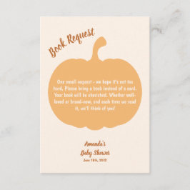 秋のカボチャ赤ちゃんシャワーブックリクエスト エンクロージャーカード