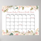 秋のカボチャ赤ちゃんシャワー期日カレンダー ポスター (正面)