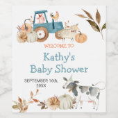 秋のカボチャ農場動物トラクター花 ワインラベル (シングルラベル)