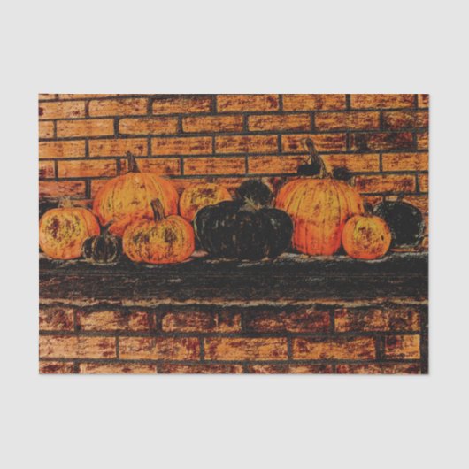 秋のカボチャ黒オレンジレンガ 薄葉紙 (正面)