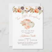 秋のカボチャ2つの小さなカボチャのベイビーシャワー 招待状 (正面)