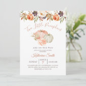 秋のカボチャ2つの小さなカボチャのベイビーシャワー 招待状 (スタンド正面)