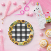 秋のカボチャ&ひまわりバッファロープレイド ペーパープレート (パーティー)