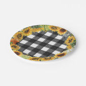 秋のカボチャ&ひまわりバッファロープレイド ペーパープレート (アングル)