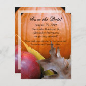 秋のカボチャ、アップル秋の結婚式日付を保存 案内ポストカード (正面/裏面)