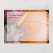 秋のカボチャ、アップル秋の結婚式日付を保存 案内ポストカード (裏面)