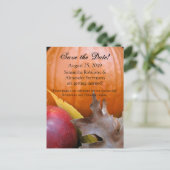 秋のカボチャ、アップル秋の結婚式日付を保存 案内ポストカード (スタンド正面)